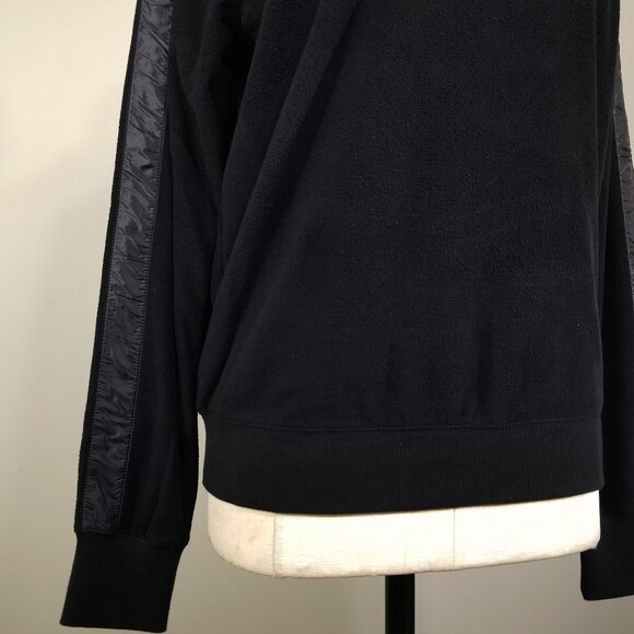 UNIQLO Black Micro Fleece Pullover S Nylon Stripe Techwear Sweatshirt Jumper - Picture 2 of 7